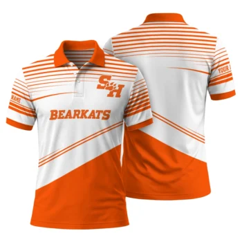 Sam Houston Bearkats Polo Shirt Custom Slanted Stripes Orange White Fashion Forward
