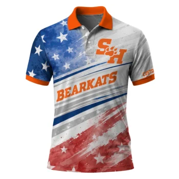 Sam Houston Bearkats Polo Shirt Custom Star Stripes Red Blue Best Selling