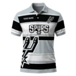 San Antonio Spurs Polo Shirt - Customized Horizontal Blocks Silver