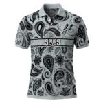 San Antonio Spurs Polo Shirt - Customized Paisley Band Silver