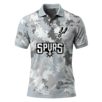San Antonio Spurs Polo Shirt - Customized Pixel Camo Silver