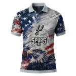 San Antonio Spurs Polo Shirt - Customized Star Brushstrokes Silver Blue