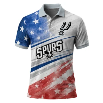 San Antonio Spurs Polo Shirt - Customized Star Stripes Red Blue