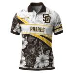 San Diego Padres Polo Shirt Custom Floral Angles Brown White Best Selling