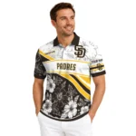 San Diego Padres Polo Shirt Custom Floral Angles Brown White Best Selling