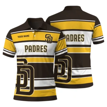 San Diego Padres Polo Shirt Custom Horizontal Blocks Brown Fashion Forward