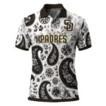 San Diego Padres Polo Shirt Custom Paisley Florals Brown White Best Selling