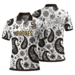 San Diego Padres Polo Shirt Custom Paisley Florals Brown White Best Selling