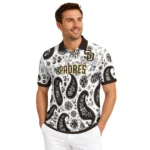 San Diego Padres Polo Shirt Custom Paisley Florals Brown White Best Selling