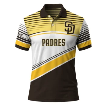 San Diego Padres Polo Shirt Custom Slanted Stripes Brown White Best Selling