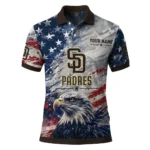San Diego Padres Polo Shirt Custom Star Brushstrokes Brown Blue Best Selling
