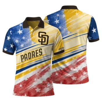 San Diego Padres Polo Shirt Custom Star Stripes Red Blue Fashion Forward