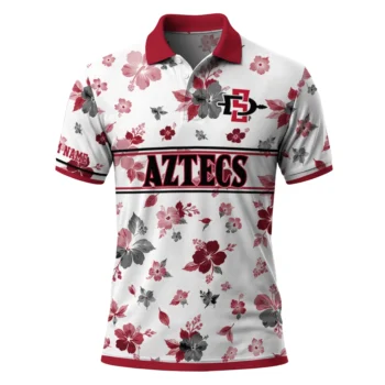 San Diego State Aztecs Polo Shirt Custom Floral Pinstripe Red White Best Selling