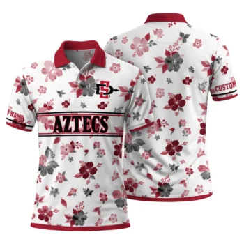 San Diego State Aztecs Polo Shirt Custom Floral Pinstripe Red White Fashion Forward