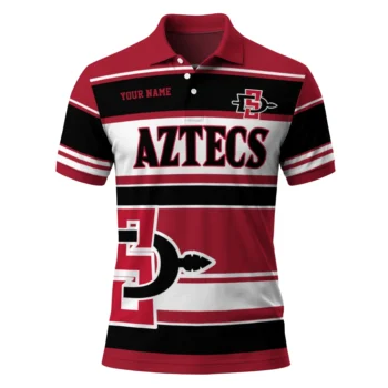 San Diego State Aztecs Polo Shirt Custom Horizontal Blocks Red Best Selling