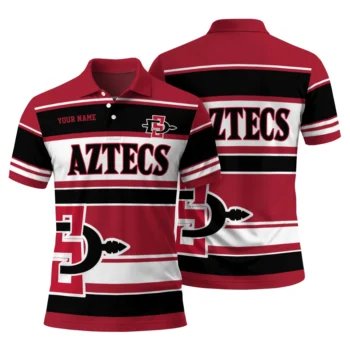 San Diego State Aztecs Polo Shirt Custom Horizontal Blocks Red Fashion Forward