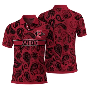 San Diego State Aztecs Polo Shirt Custom Paisley Band Red Fashion Forward