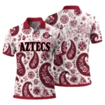 San Diego State Aztecs Polo Shirt Custom Paisley Florals Red White Best Selling