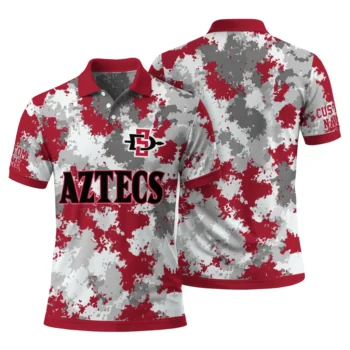 San Diego State Aztecs Polo Shirt Custom Pixel Camo Red Fashion Forward