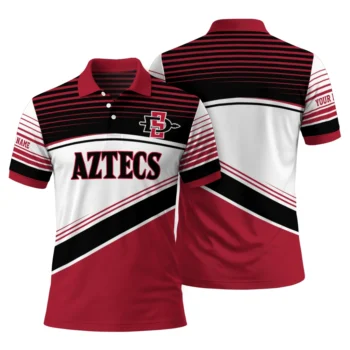 San Diego State Aztecs Polo Shirt Custom Slanted Stripes Red White Fashion Forward