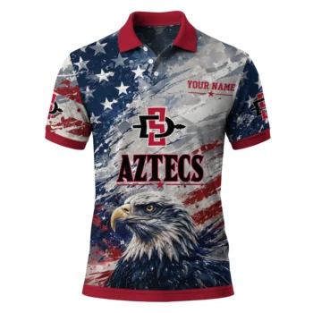 San Diego State Aztecs Polo Shirt Custom Star Brushstrokes Red Blue Best Selling