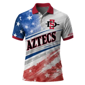 San Diego State Aztecs Polo Shirt Custom Star Stripes Red Blue Best Selling