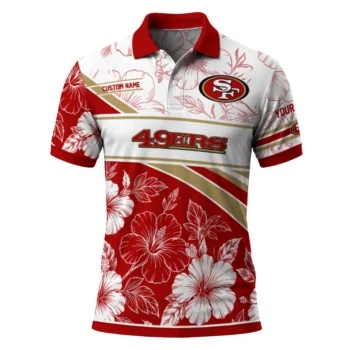 San Francisco 49ers Polo Shirt Custom Floral Angles Red White Best Selling