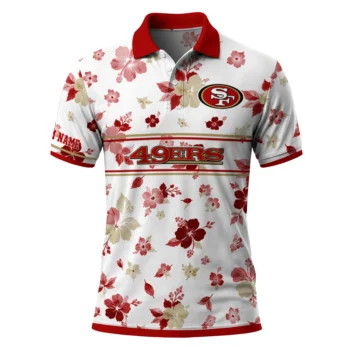 San Francisco 49ers Polo Shirt Custom Floral Pinstripe Red White Best Selling