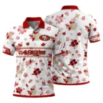 San Francisco 49ers Polo Shirt Custom Floral Pinstripe Red White Best Selling