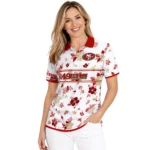 San Francisco 49ers Polo Shirt Custom Floral Pinstripe Red White Best Selling