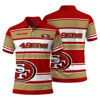 San Francisco 49ers Polo Shirt Customized Horizontal Blocks Red Fashion Forward