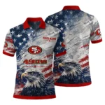 San Francisco 49ers Polo Shirt Customized Star Brushstrokes Red Blue Best Selling