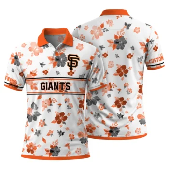 San Francisco Giants Polo Shirt Customized Floral Pinstripe Orange White Fashion Forward