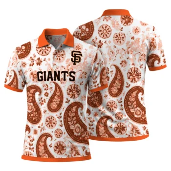San Francisco Giants Polo Shirt Customized Paisley Florals Orange White Fashion Forward