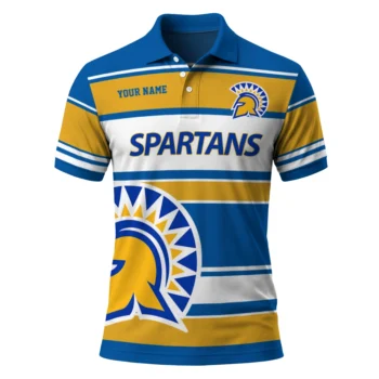 San Jose State Spartans Polo Shirt Personalized Horizontal Blocks Blue Best Selling