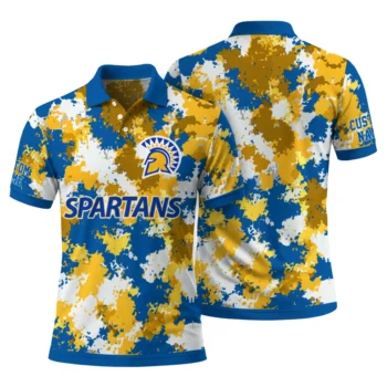 San Jose State Spartans Polo Shirt Personalized Pixel Camo Blue Fashion Forward