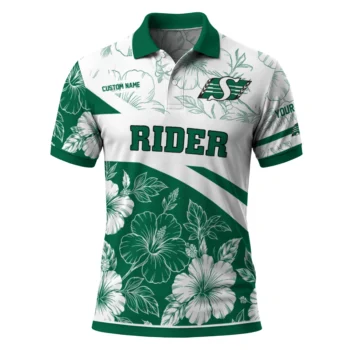 Saskatchewan Roughriders Polo Shirt Customized Floral Angles Green White Best Selling