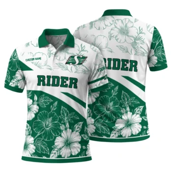 Saskatchewan Roughriders Polo Shirt Customized Floral Angles Green White Fashion Forward