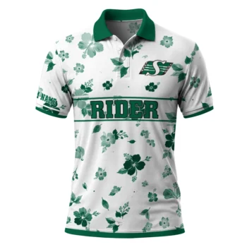 Saskatchewan Roughriders Polo Shirt Customized Floral Pinstripe Green White Best Selling