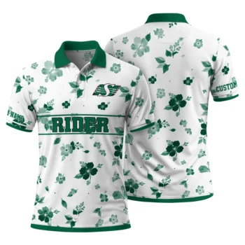 Saskatchewan Roughriders Polo Shirt Customized Floral Pinstripe Green White Fashion Forward