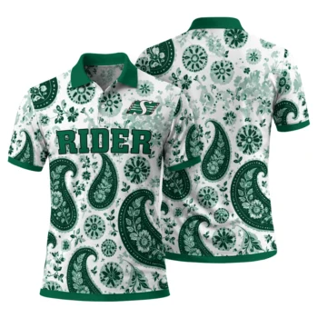 Saskatchewan Roughriders Polo Shirt Customized Paisley Florals Green White Fashion Forward