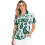 Saskatchewan Roughriders Polo Shirt Customized Paisley Florals Green White Best Selling