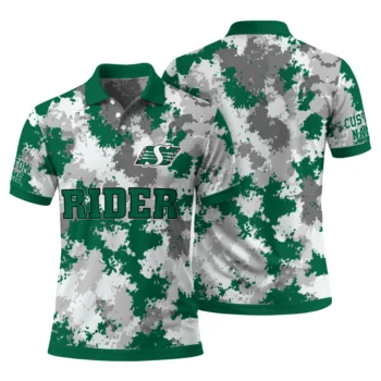 Saskatchewan Roughriders Polo Shirt Customized Pixel Camo Green Fashion Forward
