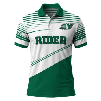 Saskatchewan Roughriders Polo Shirt Customized Slanted Stripes Green White Best Selling