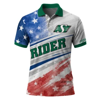 Saskatchewan Roughriders Polo Shirt Customized Star Stripes Red Blue Best Selling
