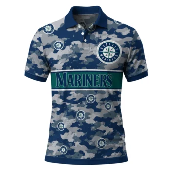 Seattle Mariners Polo Shirt Personalized Camo Band Navy Blue Best Selling