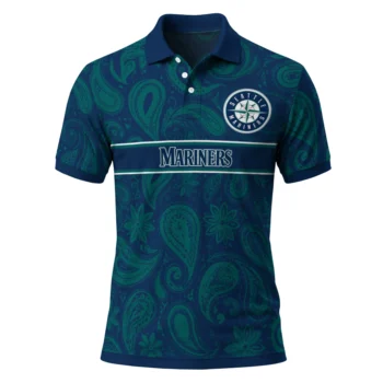 Seattle Mariners Polo Shirt Personalized Paisley Band Navy Blue Best Selling
