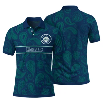 Seattle Mariners Polo Shirt Personalized Paisley Band Navy Blue Fashion Forward
