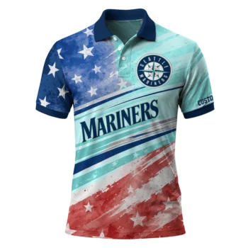 Seattle Mariners Polo Shirt Personalized Star Stripes Red Blue Best Selling