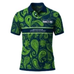 Seattle Seahawks Polo Shirt Custom Paisley Band Blue Best Selling